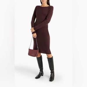 Theory Boatneck Cashmere Sweater Dress in Burgundy
